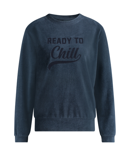 Top velour lange &aelig;rmer, Bl&aring;