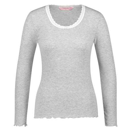 LS ribtop R-neck, Grå