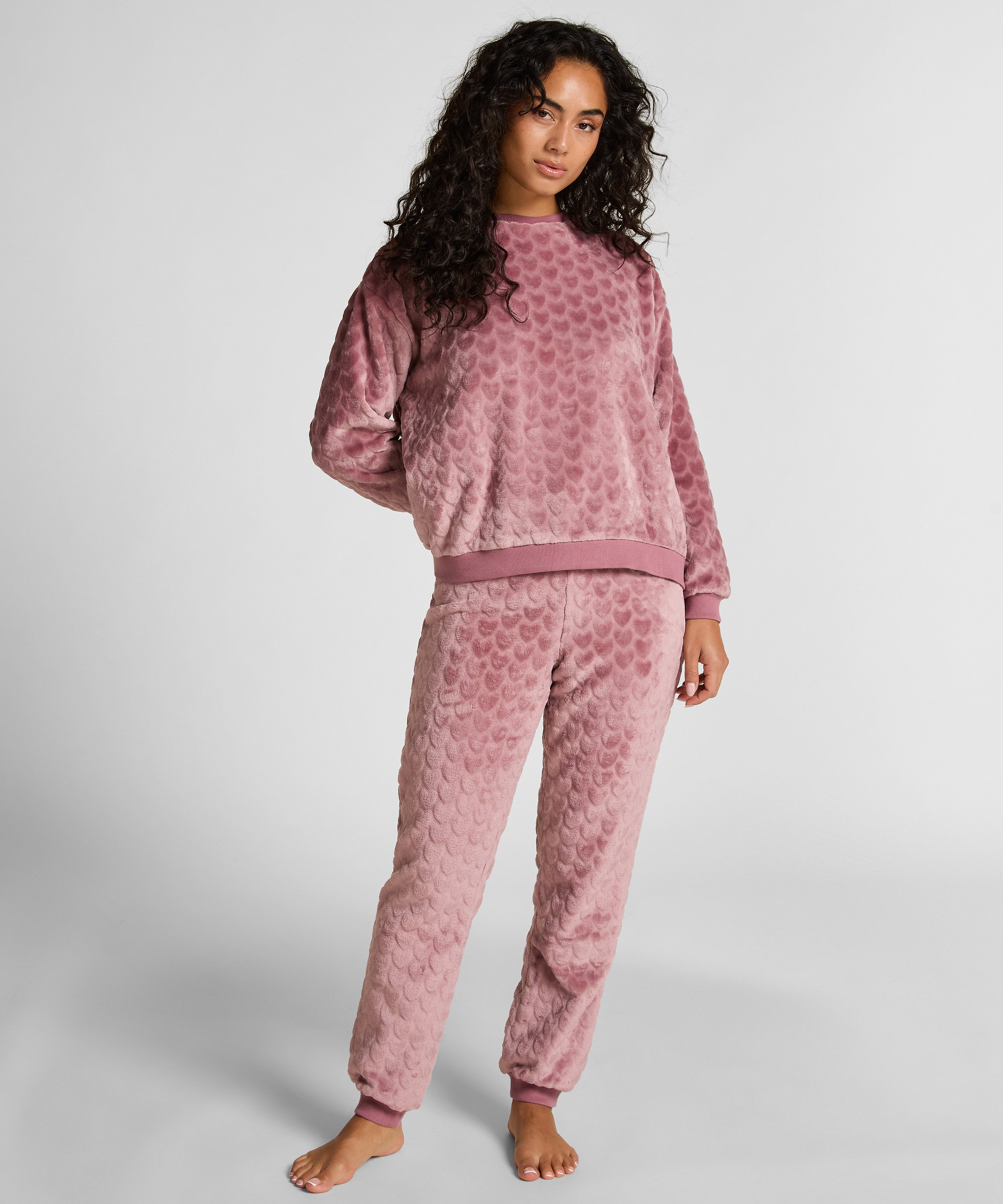 Pyjamas i fleece hjerte, Lilla, main