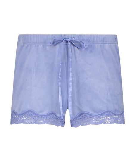 Shorts velour Lace, Blå
