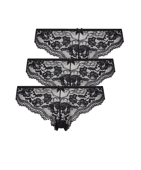 3-styks-pakning brasilianske trusser Chelsea, sort