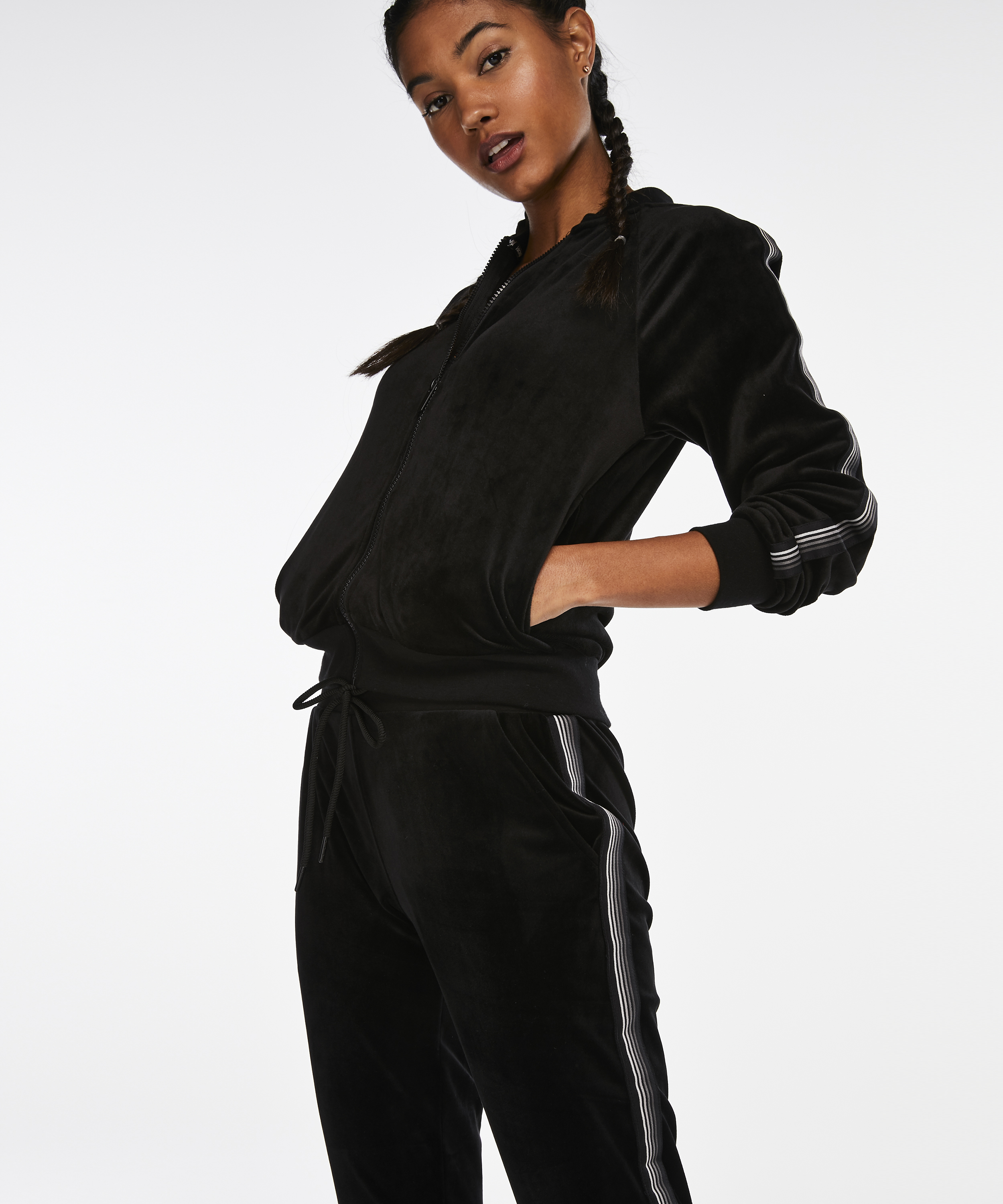 HKMX Velours sportsbukser, Sort, main