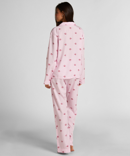 Bukser i v&aelig;vet stof med kirseb&aelig;r, Lyser&oslash;d