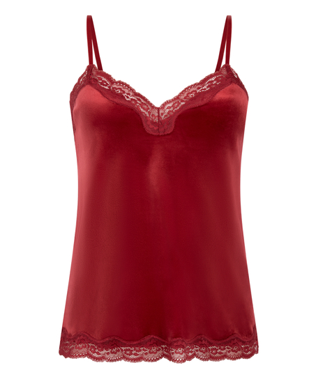 Cami top Velours Lace, Rød