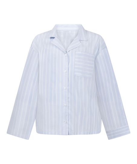 Jakke i v&aelig;vet, stribet bomuld, Bl&aring;