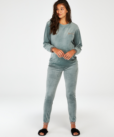 Jogger velour lurex maternity, gr&oslash;n