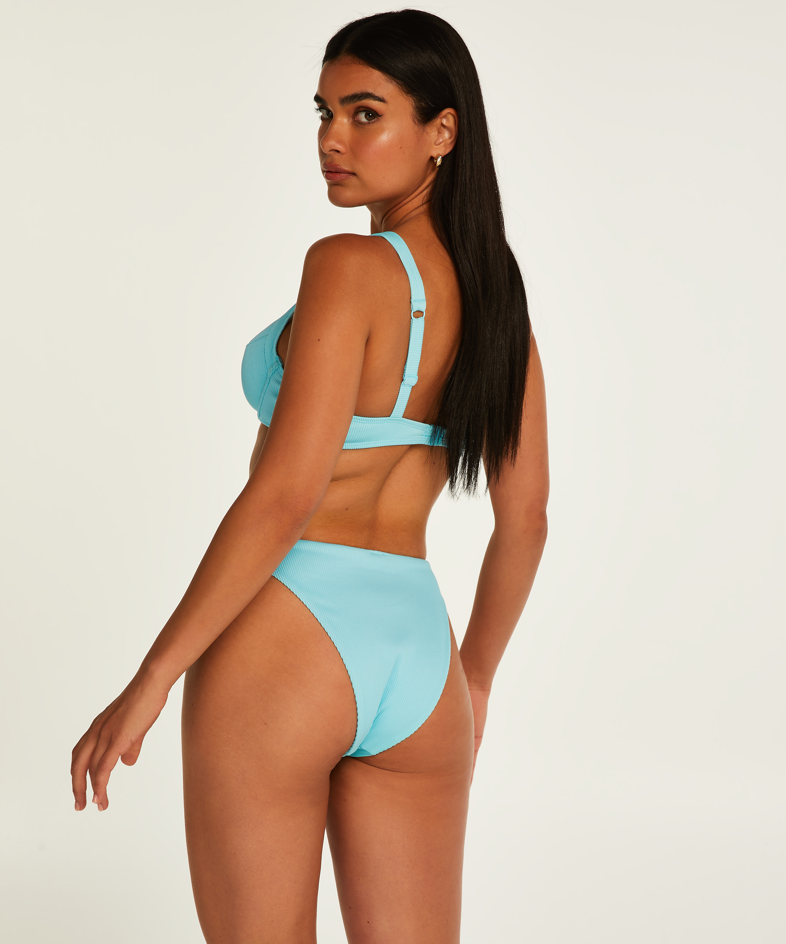 Ikke-formstøbt bikinitop med bøjle Texture, Sort, main