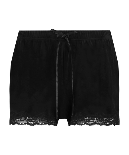 Shorts velour Lace, Sort