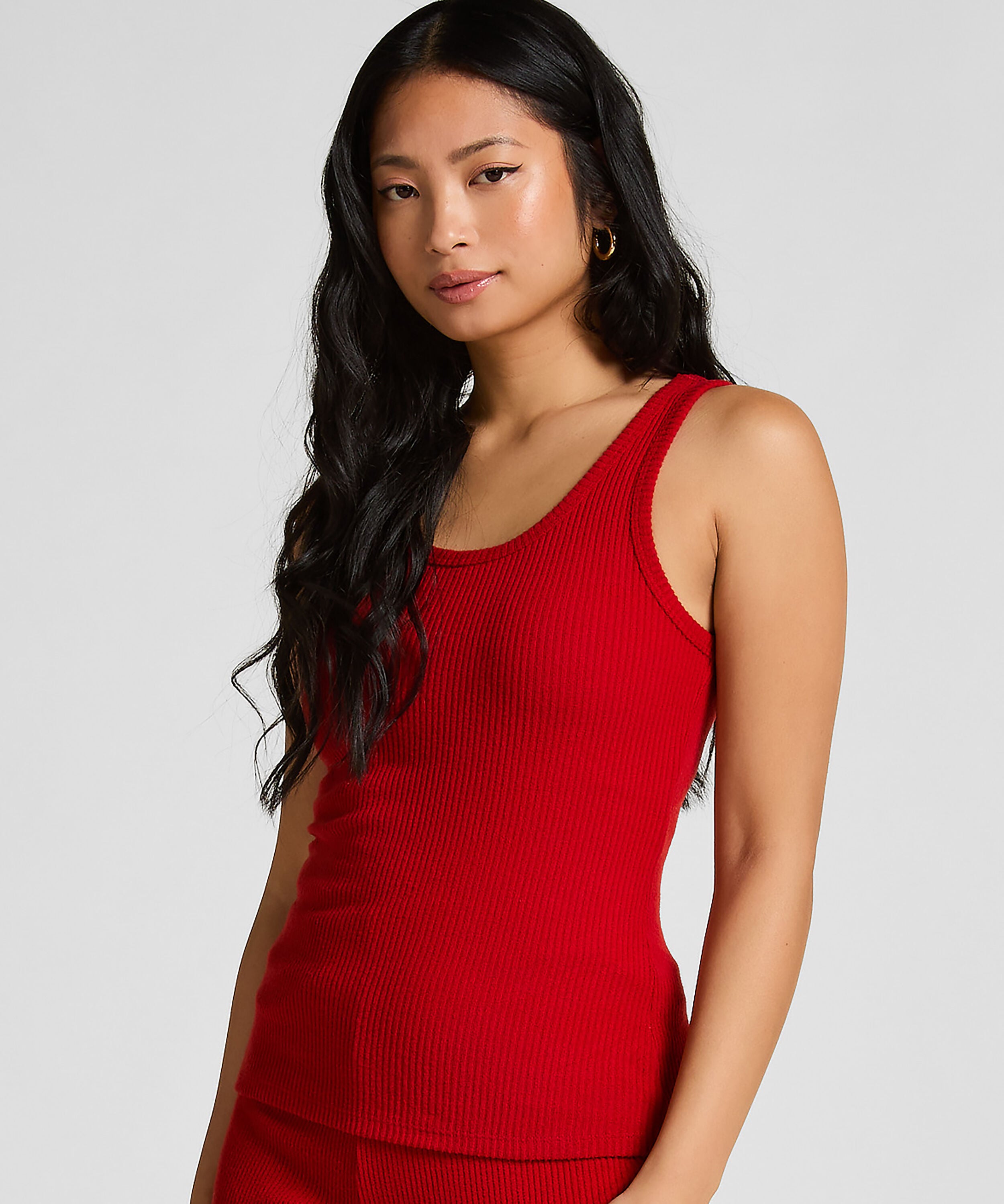 Singlet børstet jersey rib, Rød