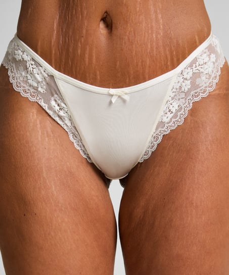 Caro brasiliansk trusse med høj benudskæring, Hvid