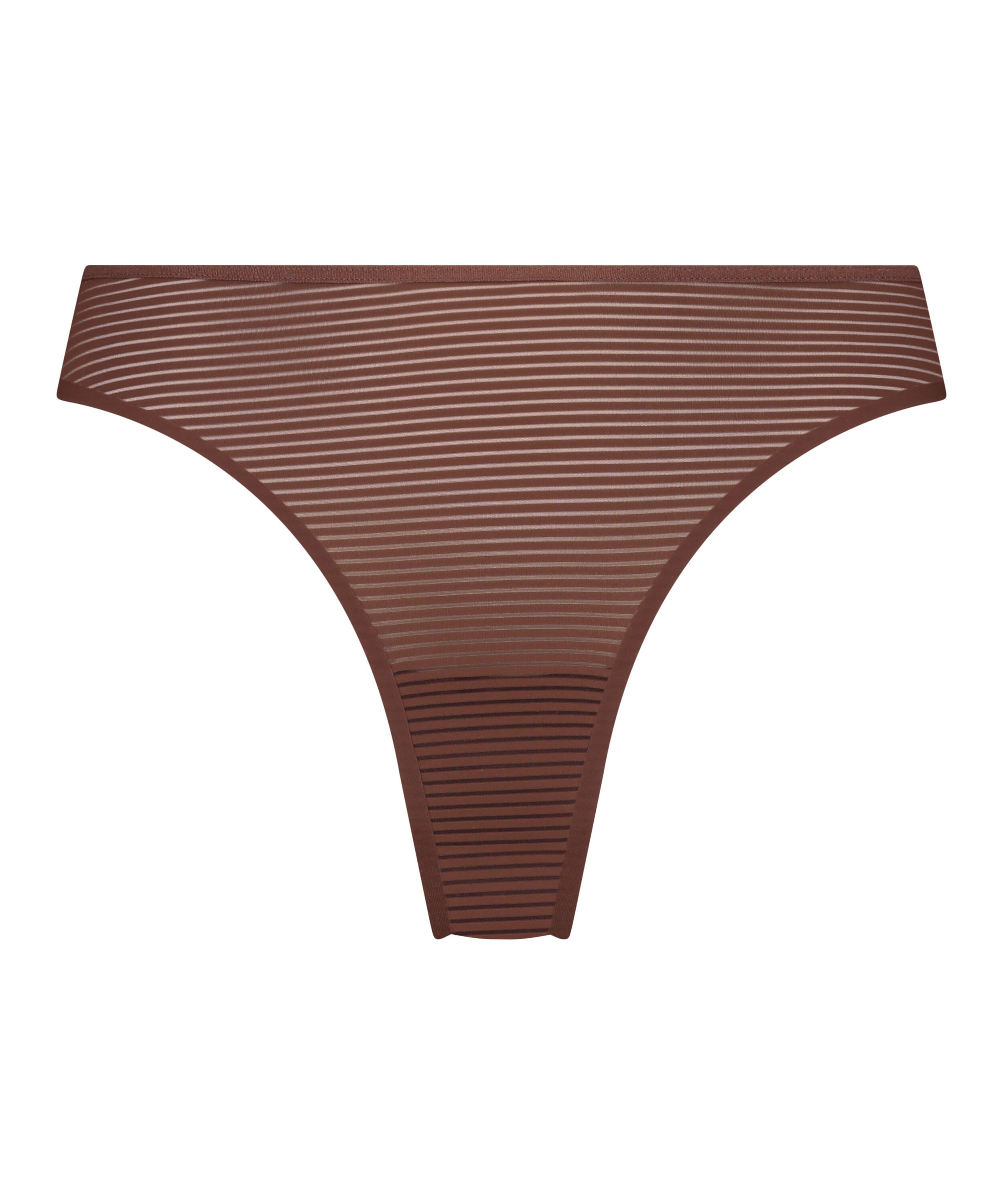Stripe Mesh usynlig g-streng, Brown