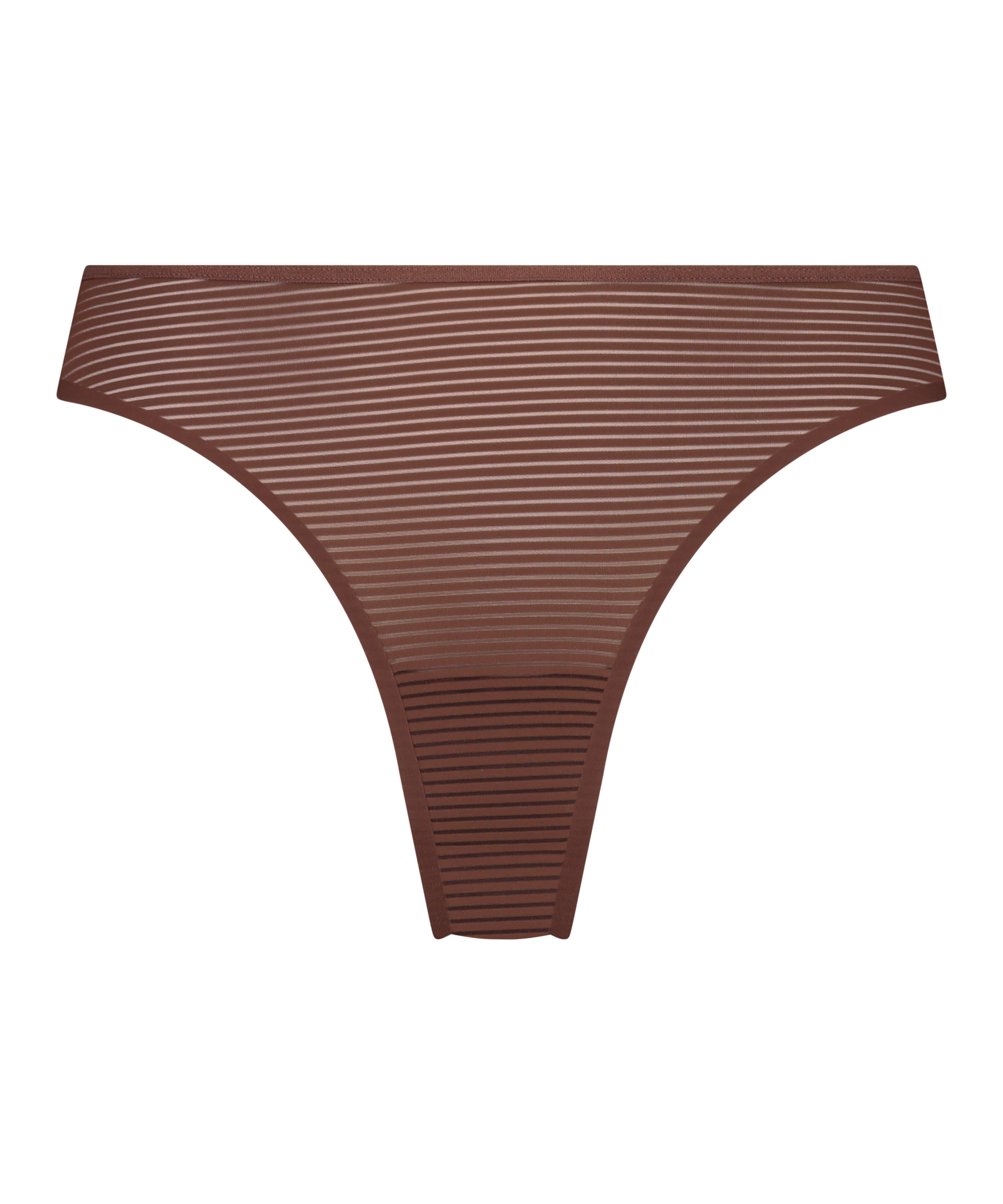 Stripe Mesh usynlig g-streng, Brown, main
