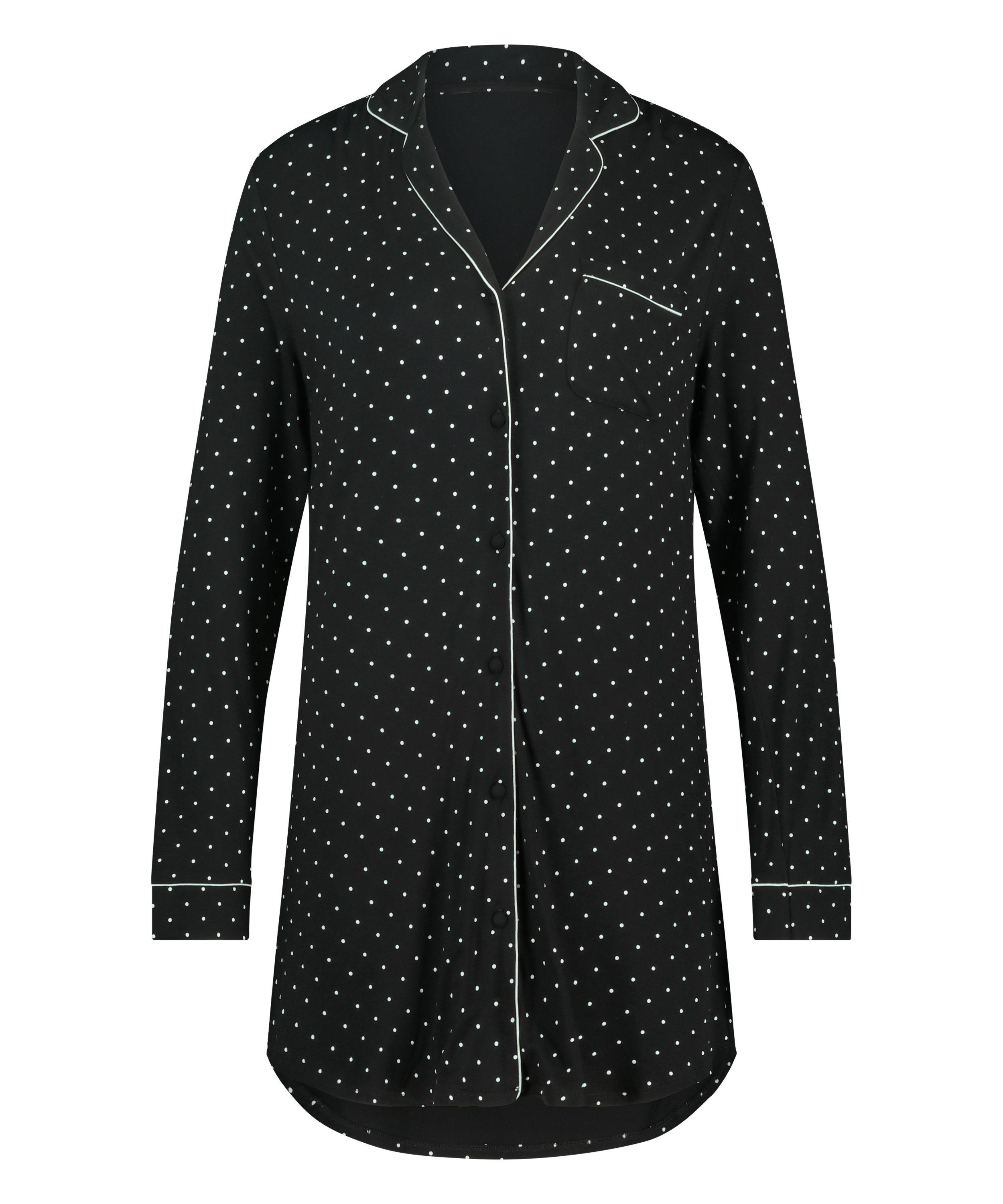 Langærmet jerseyskjortekjole Essential, Sort, main