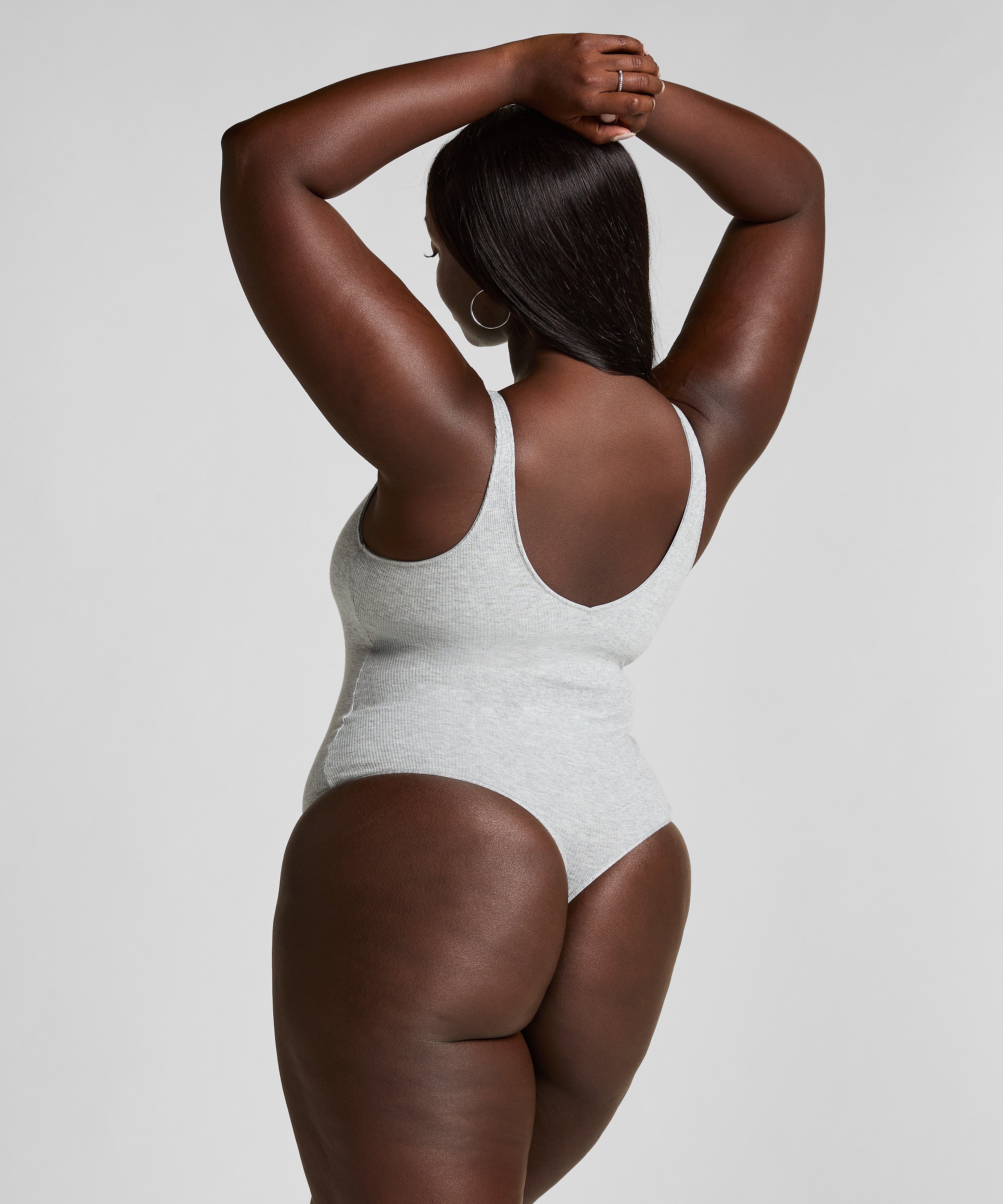 Body i bomuldsrib, Gr&aring;, main