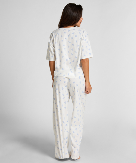 Pyjama Set Cotton Jersey Long, Hvid