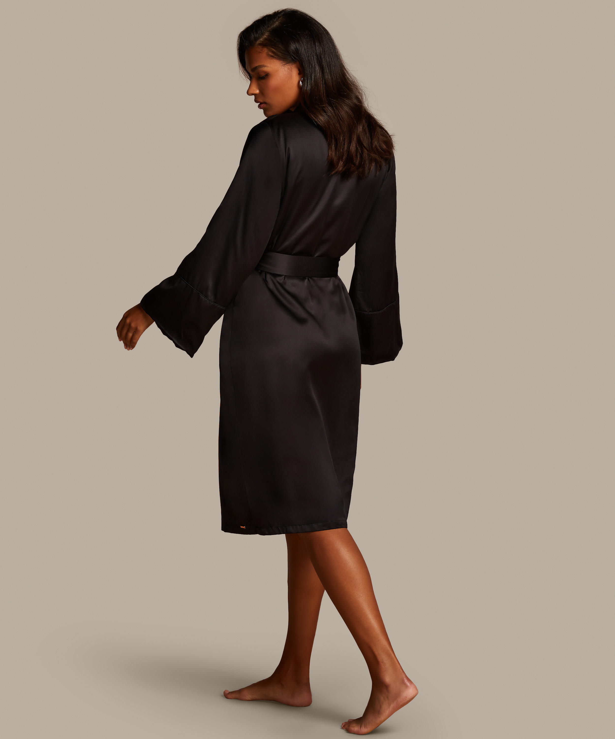 Badekåbe Satin Fleece, Sort, main