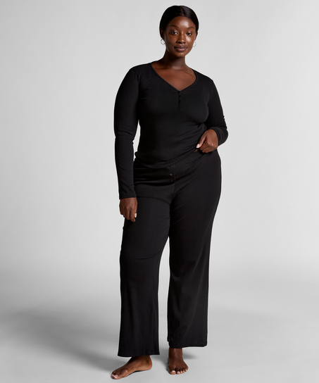 Pyjamastop Henley, Sort