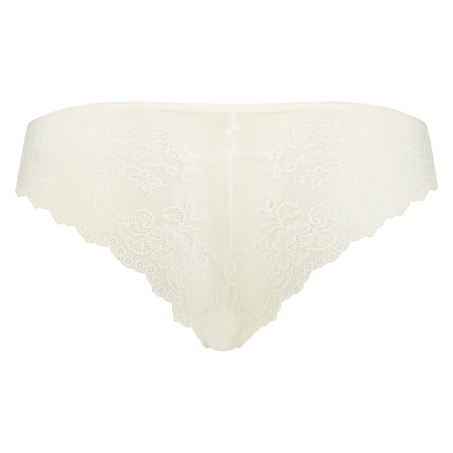 Usynlig brasiliansk trusse Lace Back, Hvid