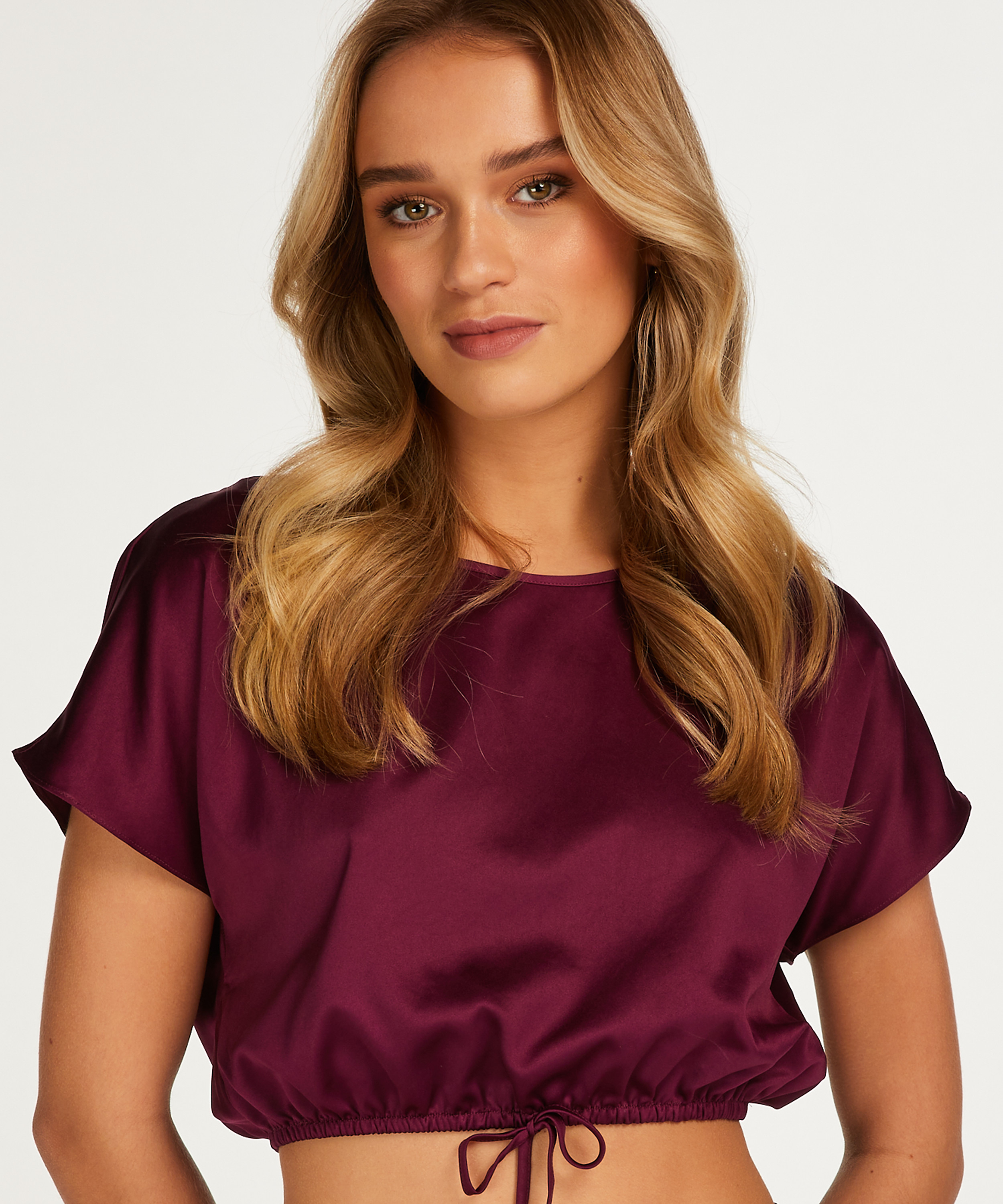 Cropped Top Satin, Lilla, main