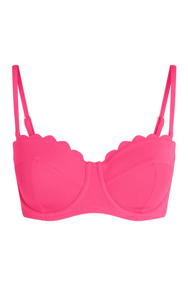 Hunkemöller Polstret bikinitop med bøjle Scallop Størrelse E + Lyserød