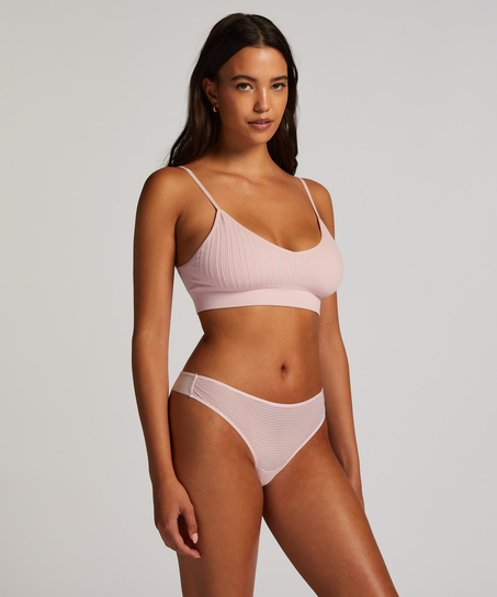 Stripe Mesh usynlig g-streng, pink
