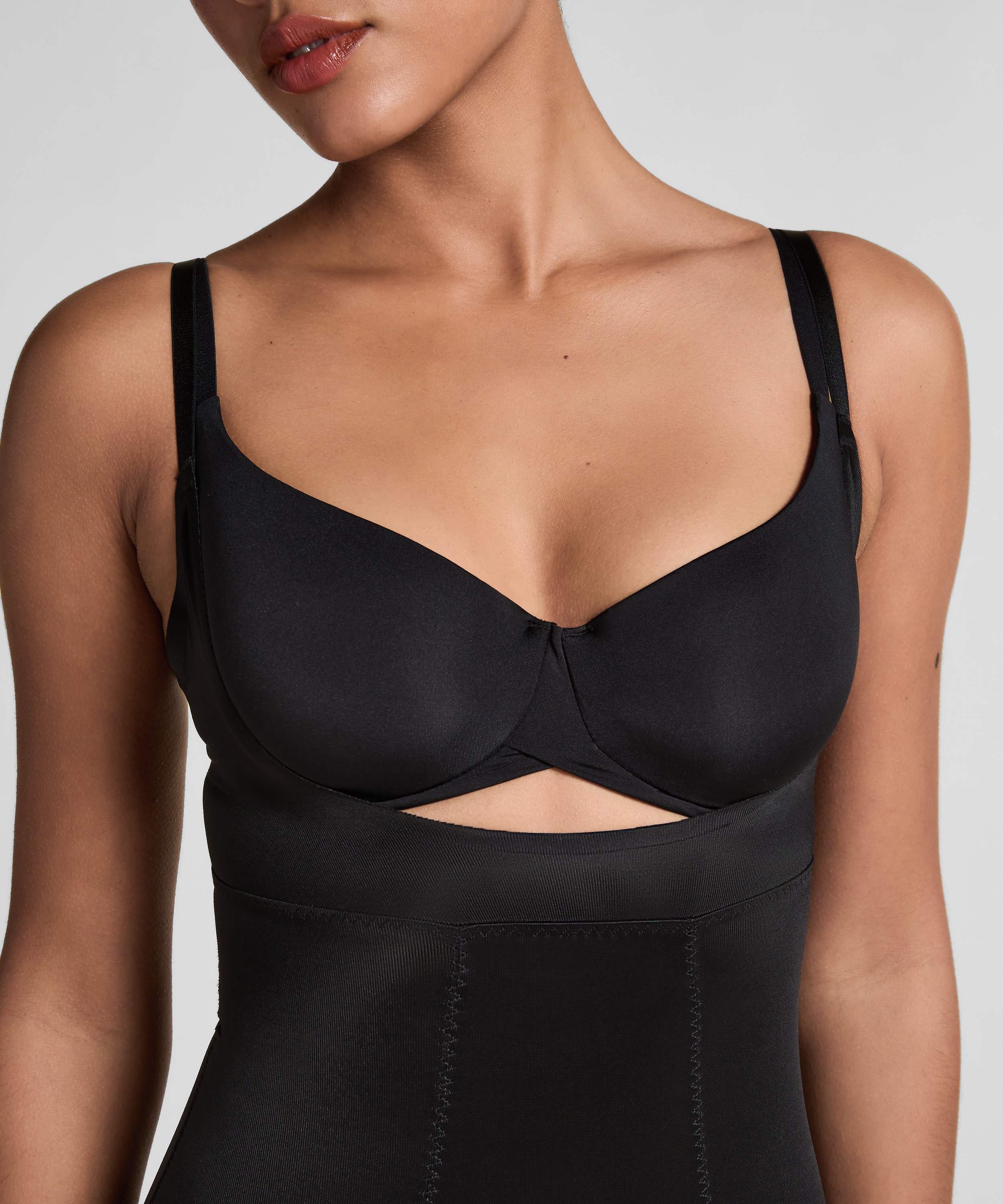 Opstrammende body i scuba-stof, Sort, main