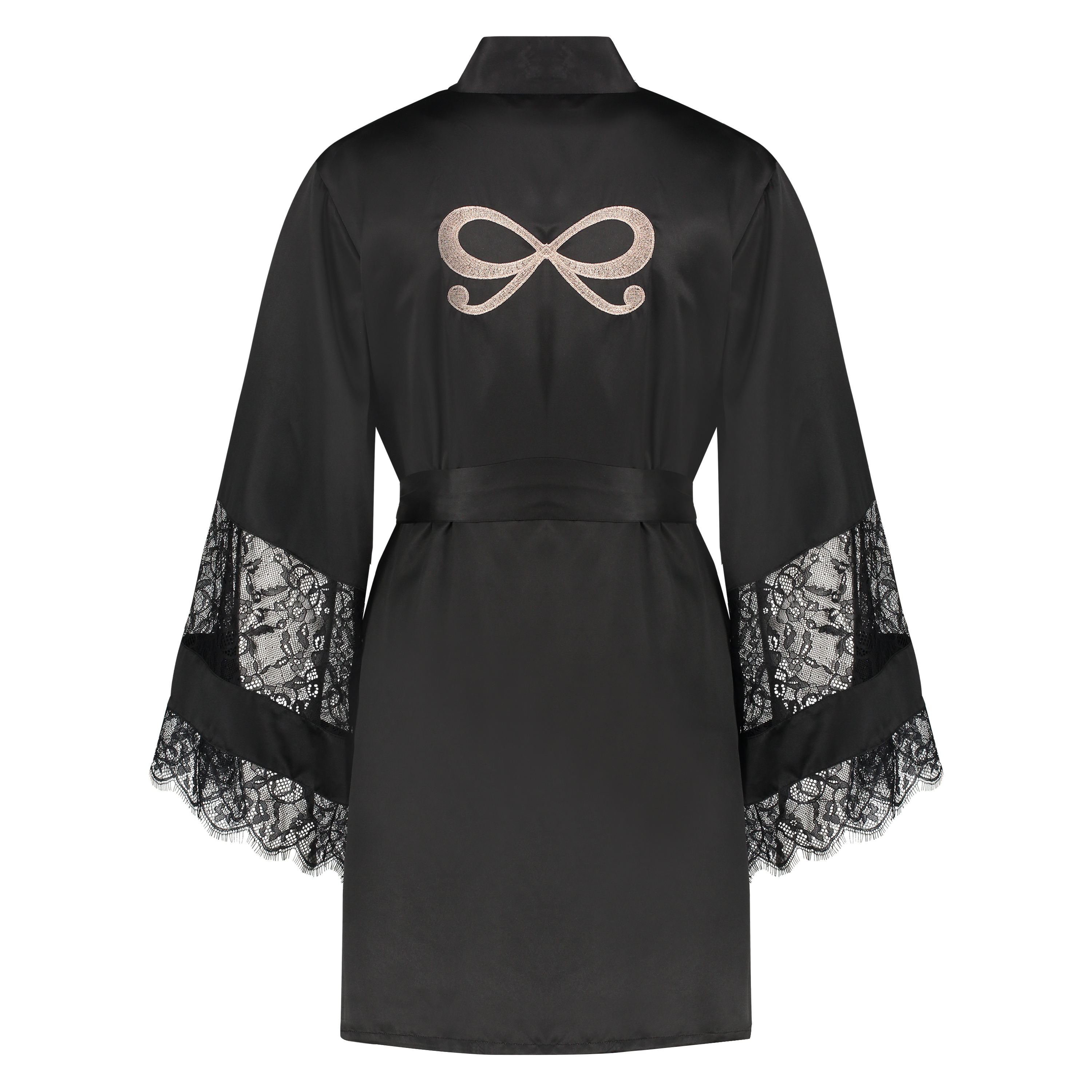 Kimono satin lace, Sort, main