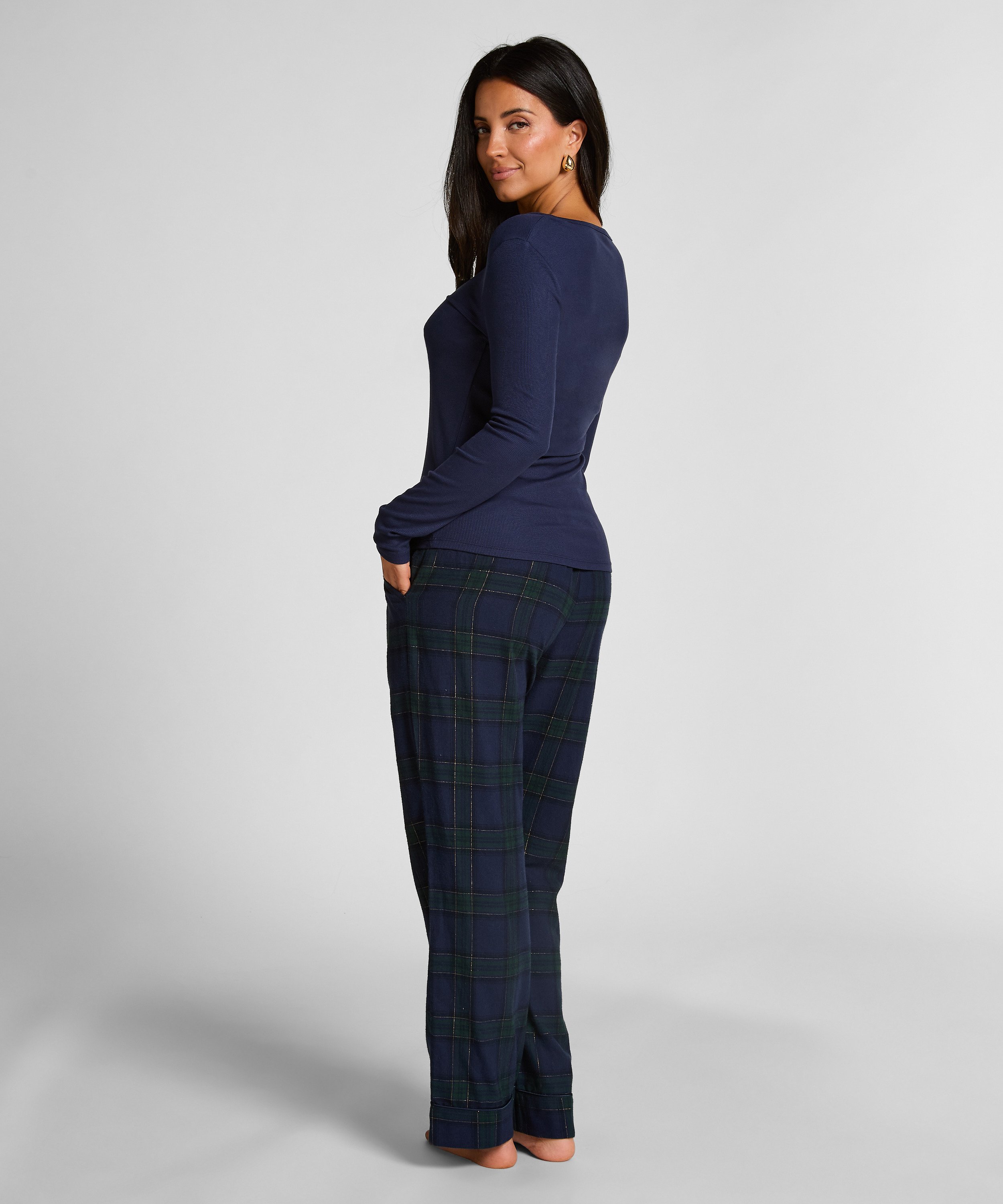 Lang&aelig;rmet pyjamastop Henley, Bl&aring;, main