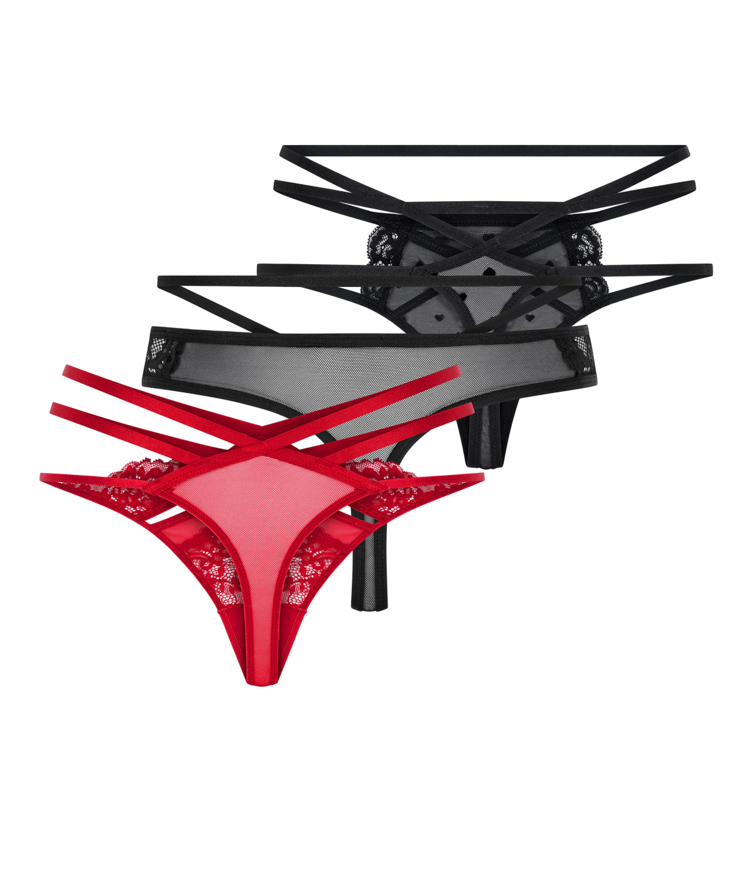 3-pack g-streng, Rød, main