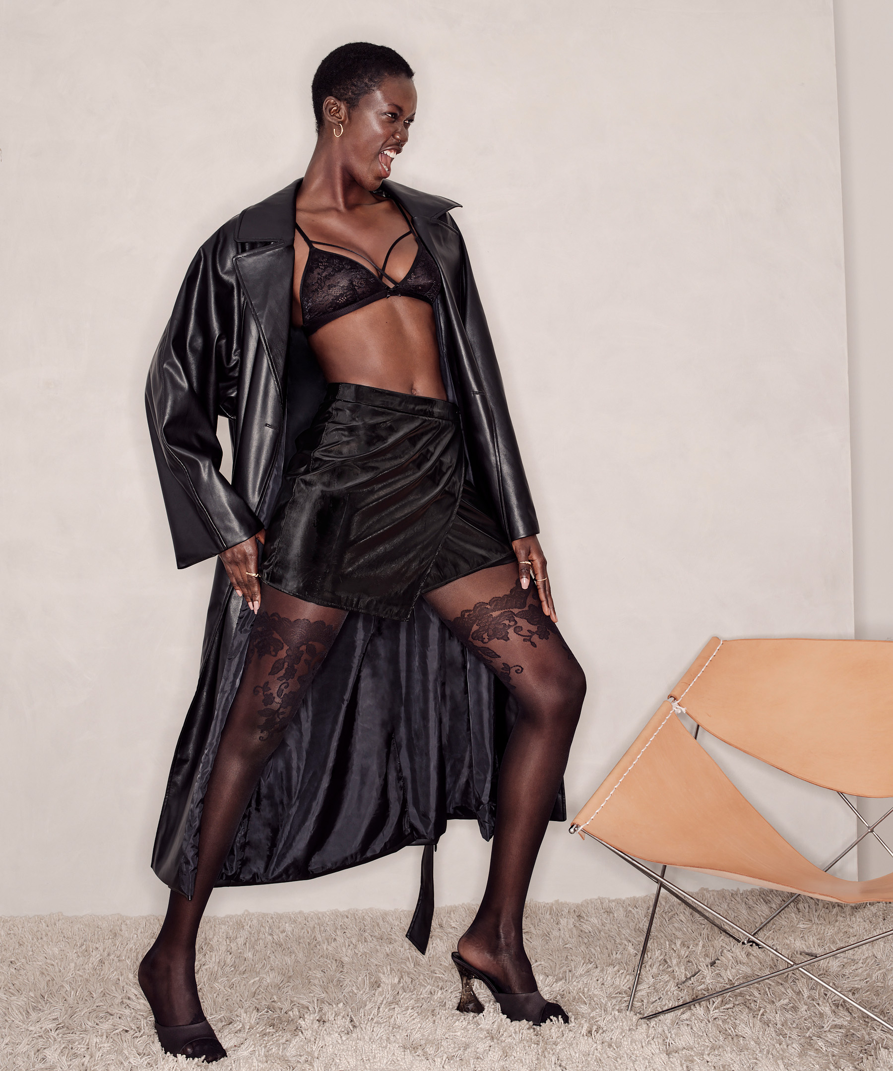 Strømpebukser 20-denier Floral, Sort, main