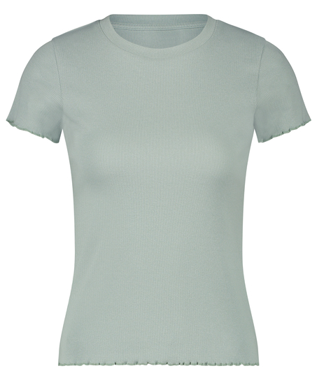 Kort&aelig;rmet bluse i bomuld, Gr&oslash;n