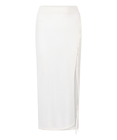 Hæklet midi-nederdel, hvid