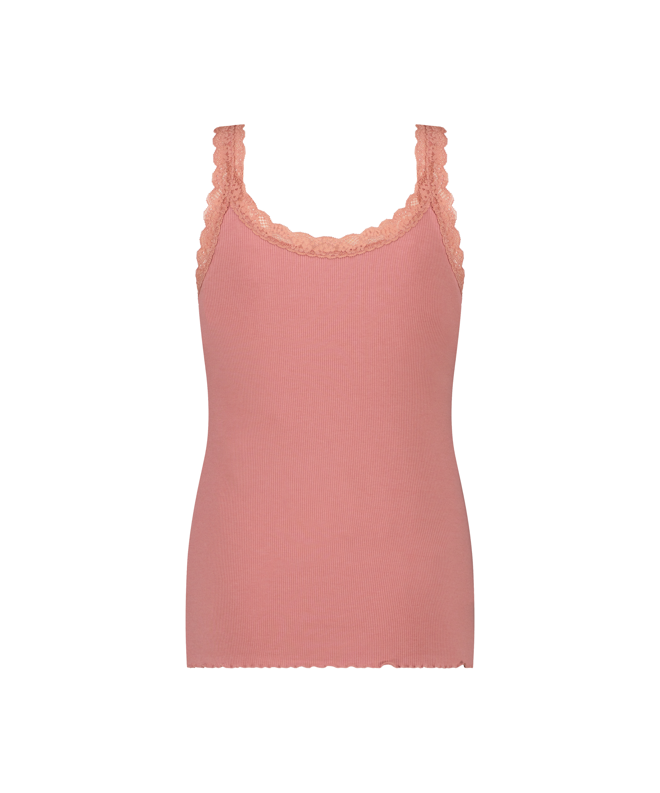 Singlet Rib Lace, Lyserød, main