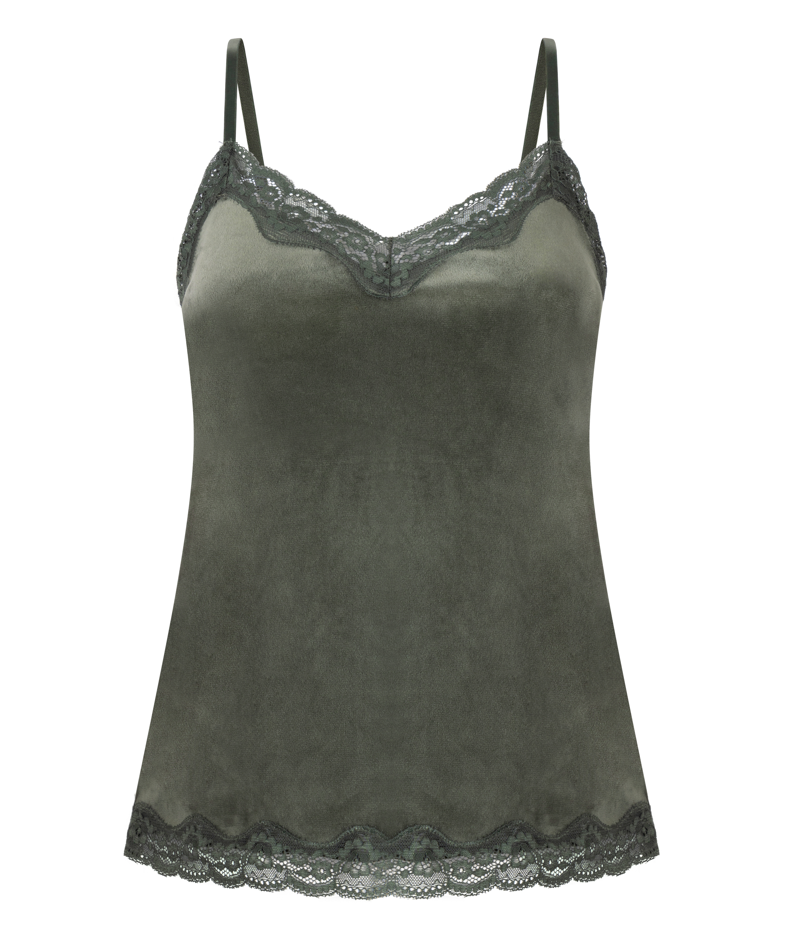 Cami top Velours Lace, Gr&oslash;n, main