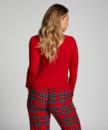 Langærmet pyjamastop, rød