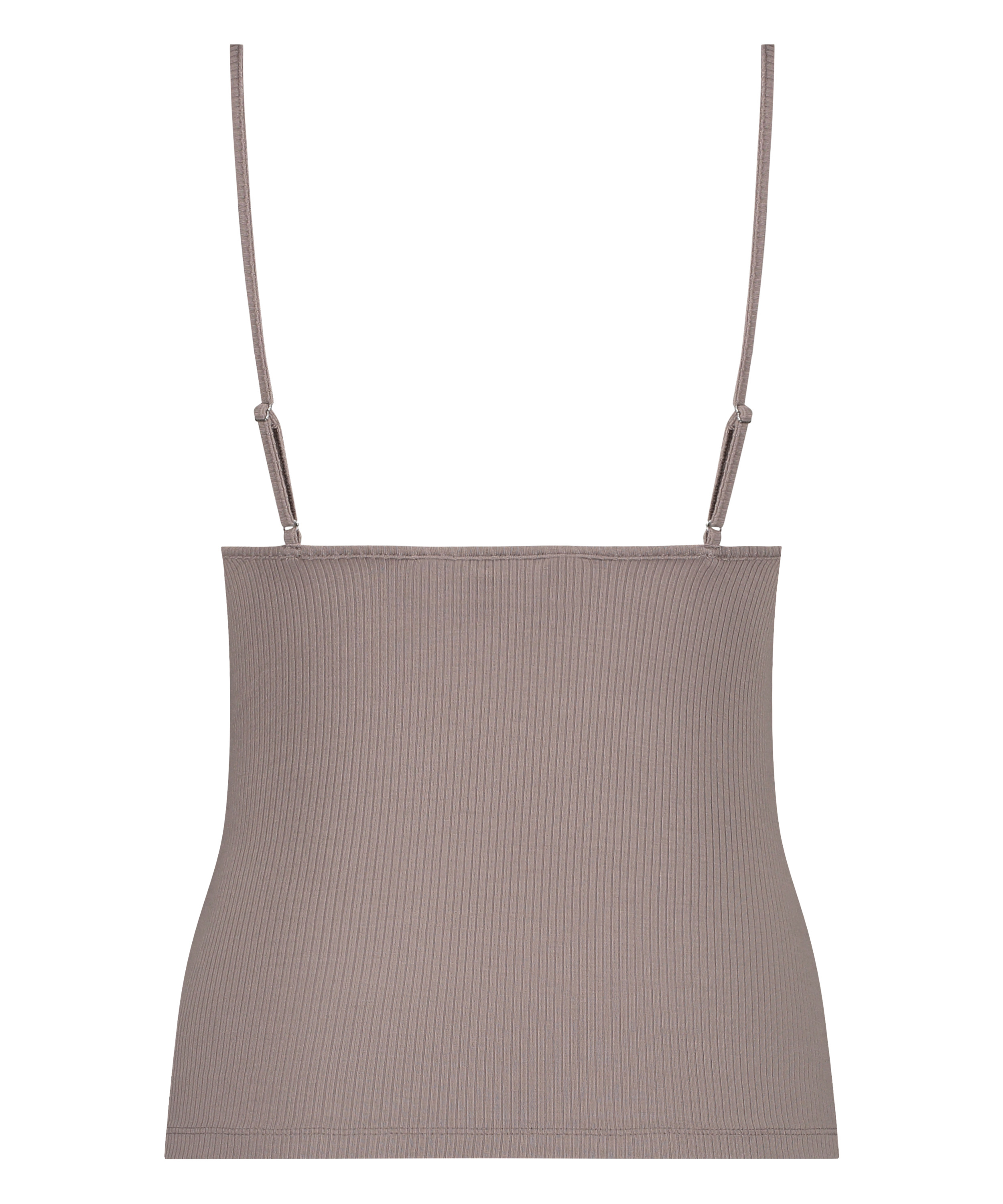 Ribstrikket ærmeløs top, Brun, main