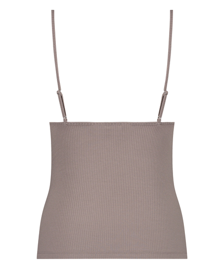 Ribstrikket ærmeløs top, Brun