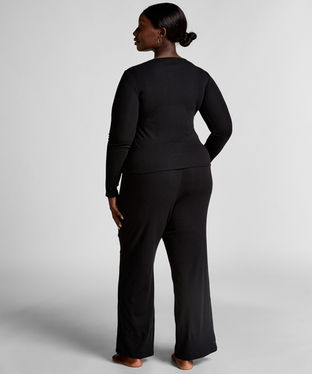 Pyjamastop Henley, Sort