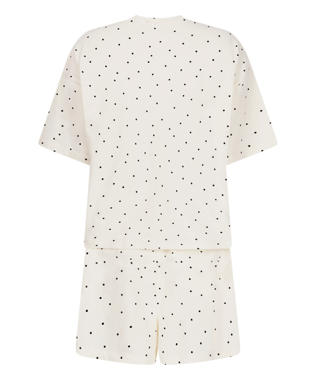 Pyjama Set Cotton Jersey Short, Hvid