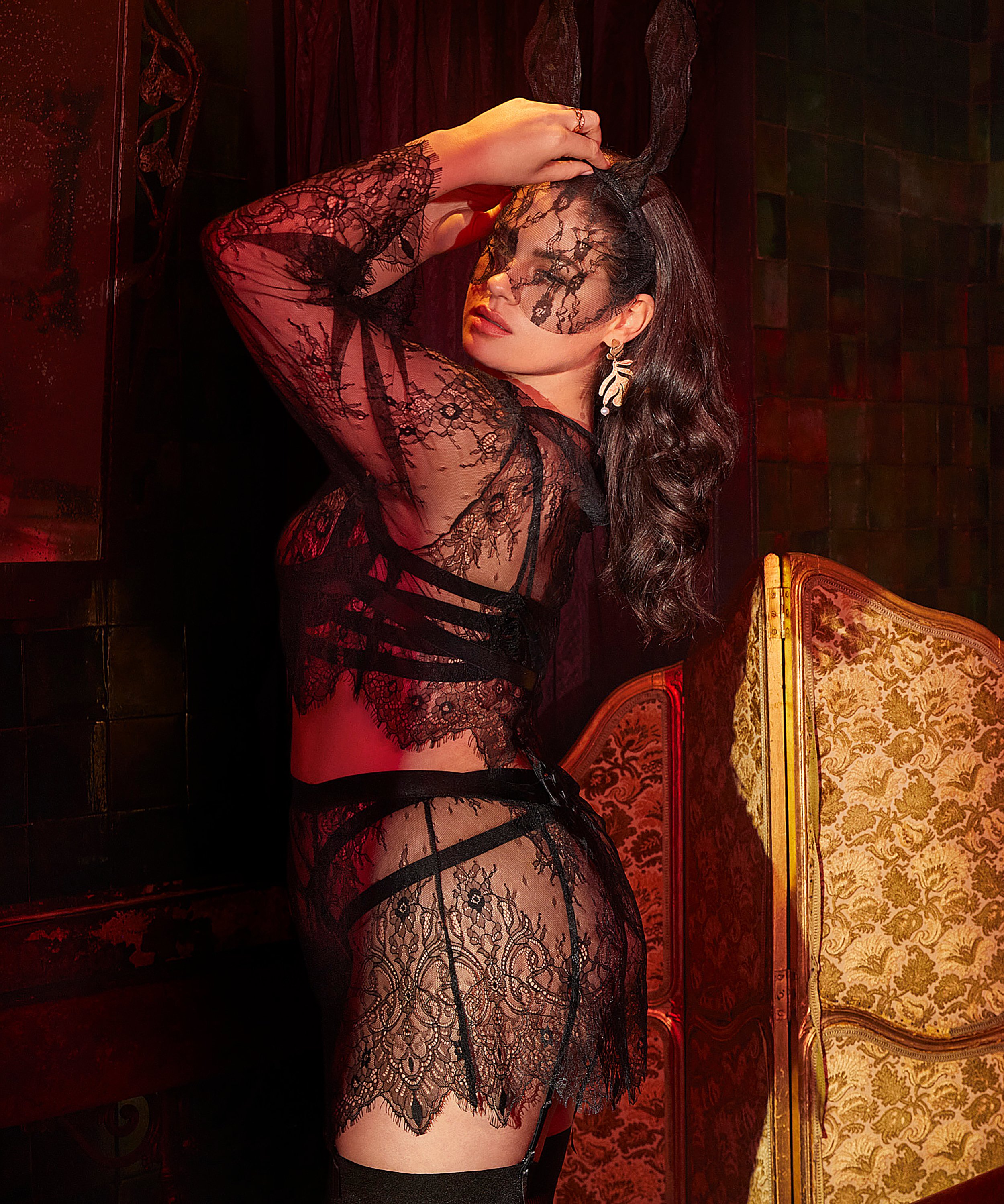 Nederdel Lace, Sort, main