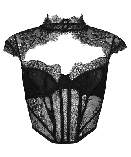 Peplumtop Lace Camille, Sort