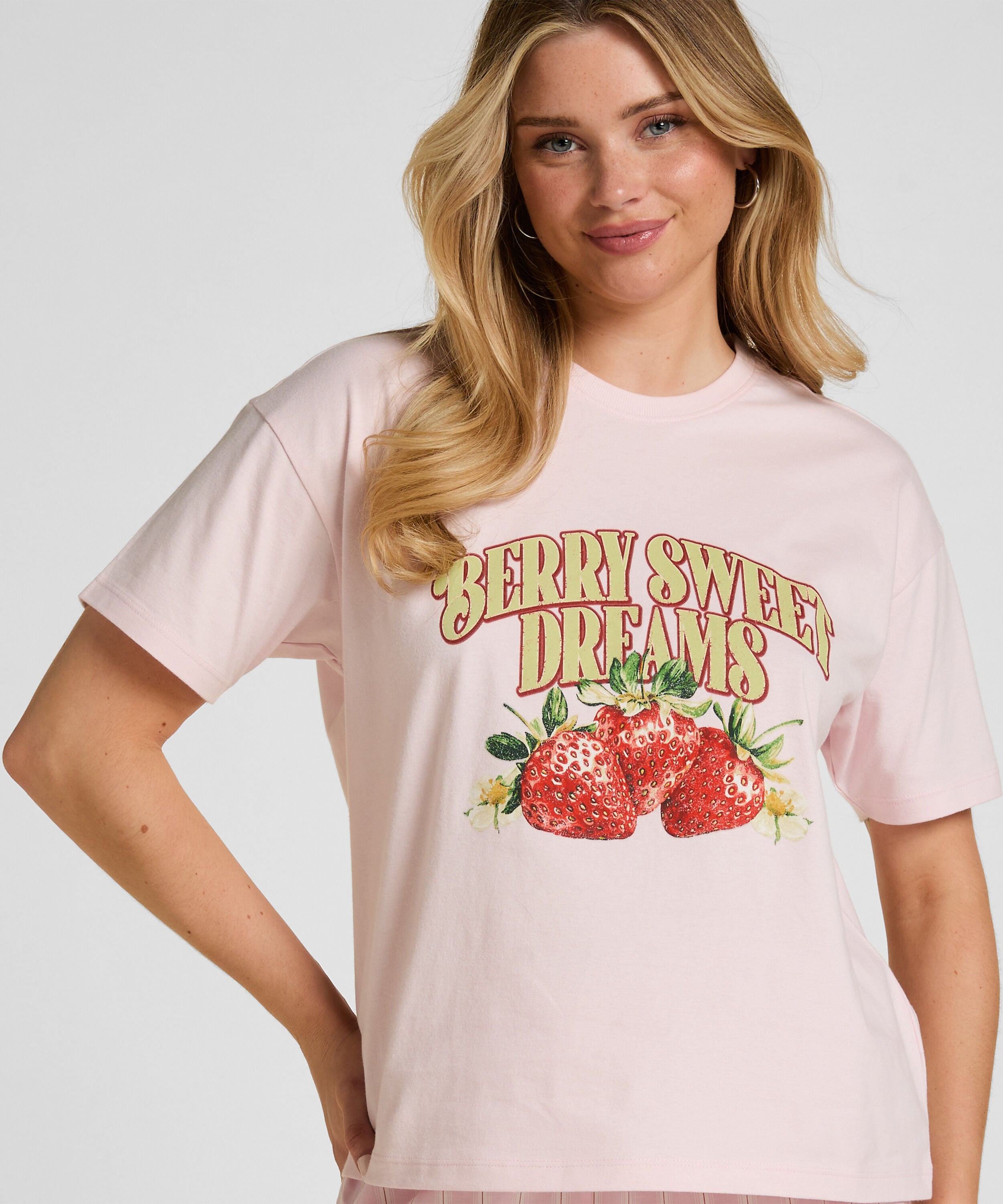 T-shirt med Print, Lyserød T-shirt med Print, Lyserød