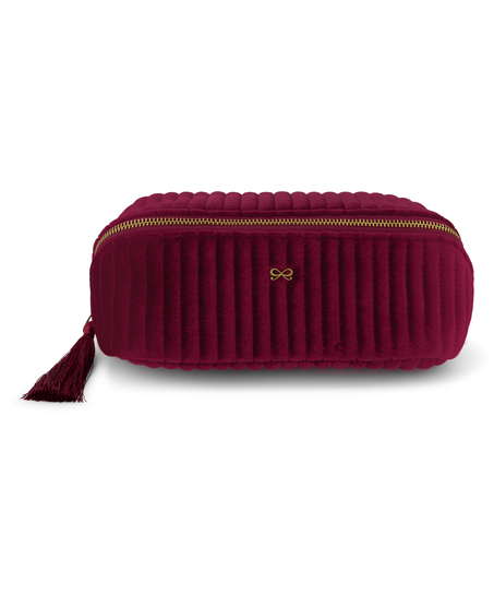 Velour makeuptaske, Rød