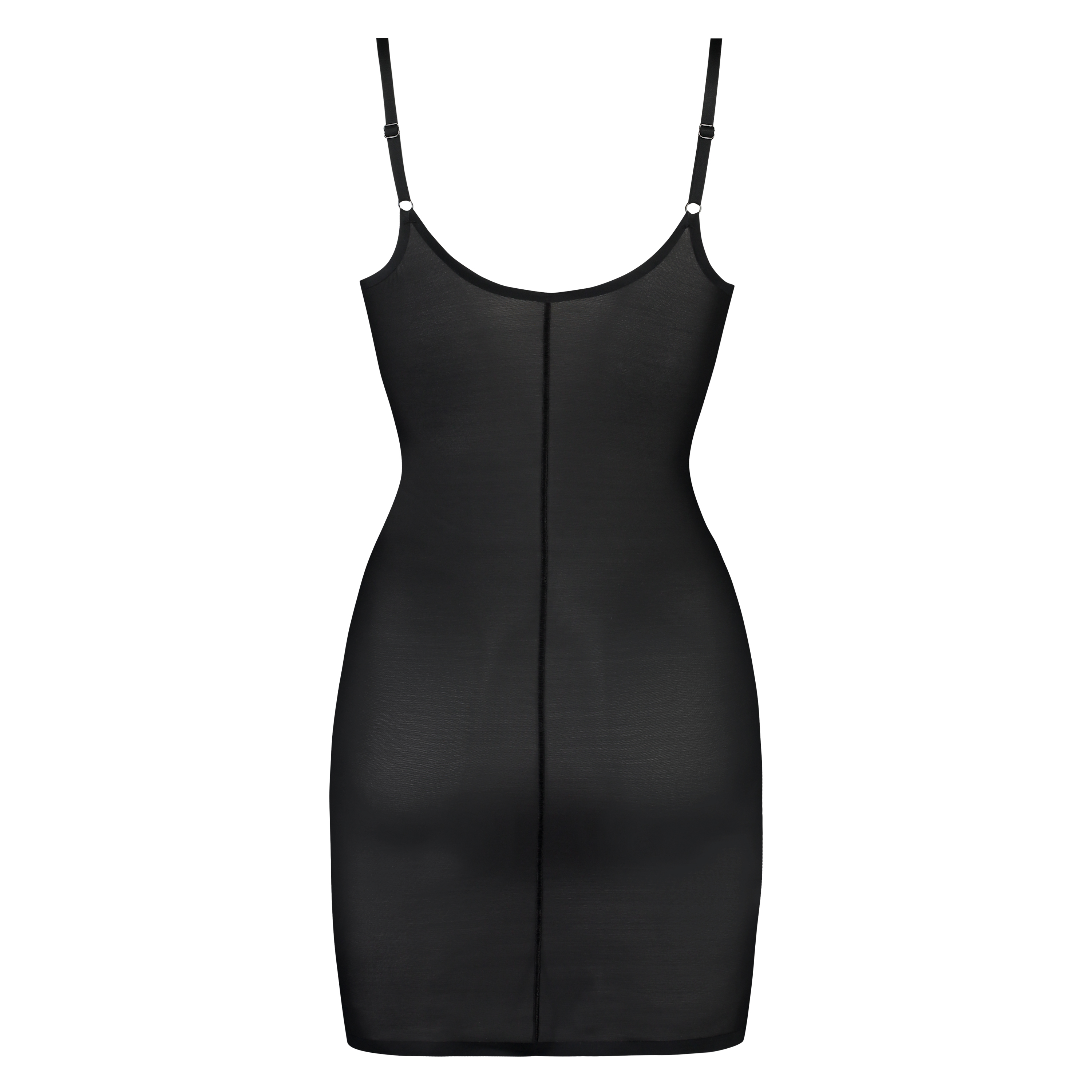 Opstrammende kjole med bølget kant - Level 3, sort, main
