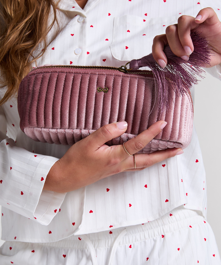 Velour makeuptaske, Lyserød
