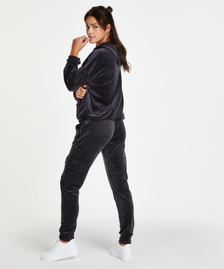 Velours joggingbukser Cargo, Gr&aring;