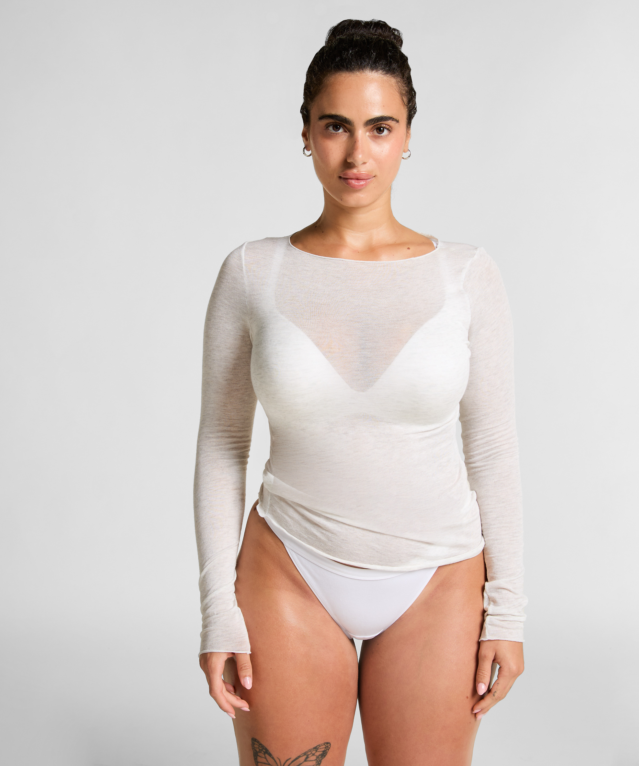 super soft bådhals bluse med cashmere, Grå, main