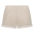Short i velour og blonde, Beige