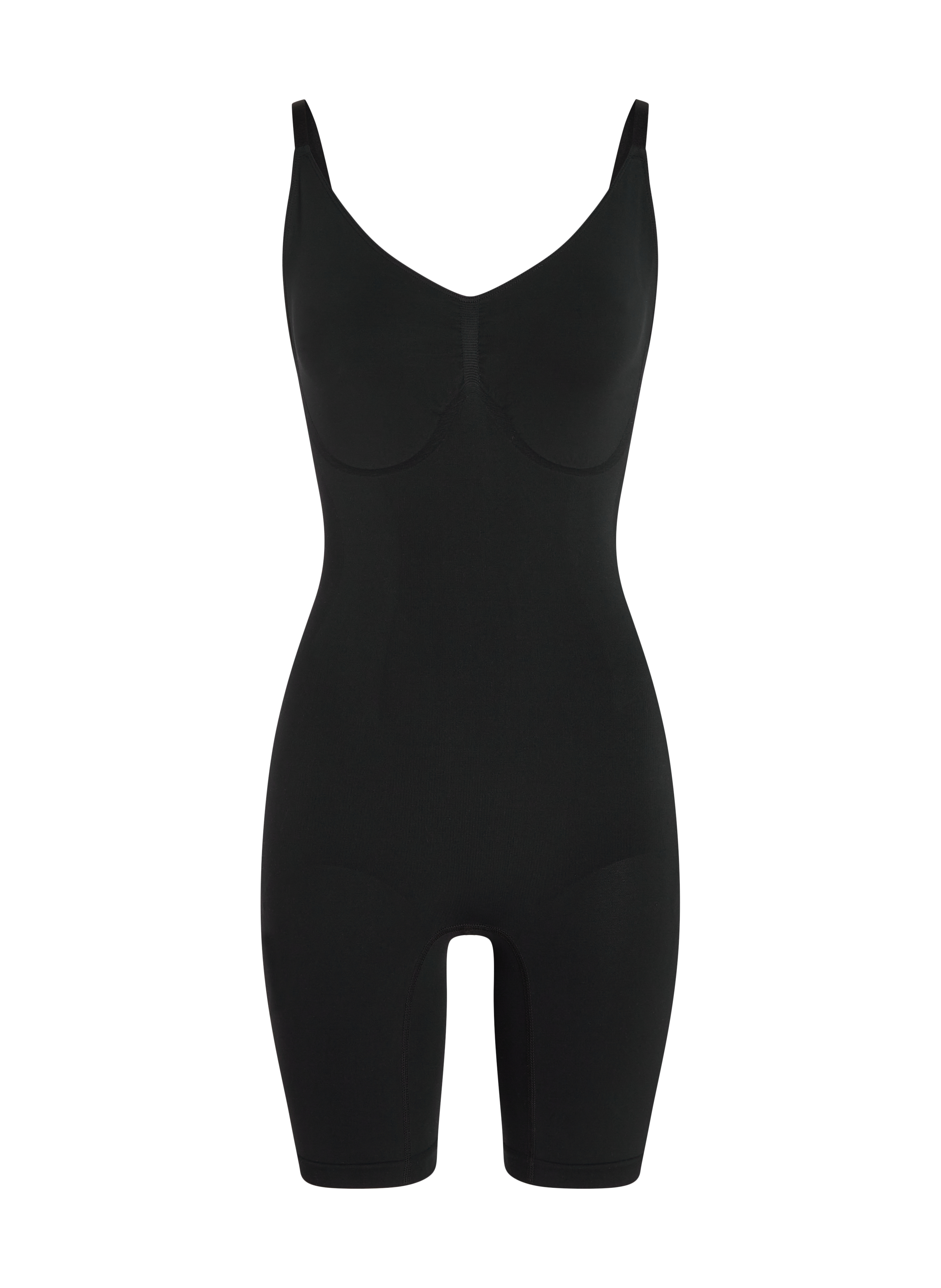 Sømløs forstærkende lårslanker, Sort, main