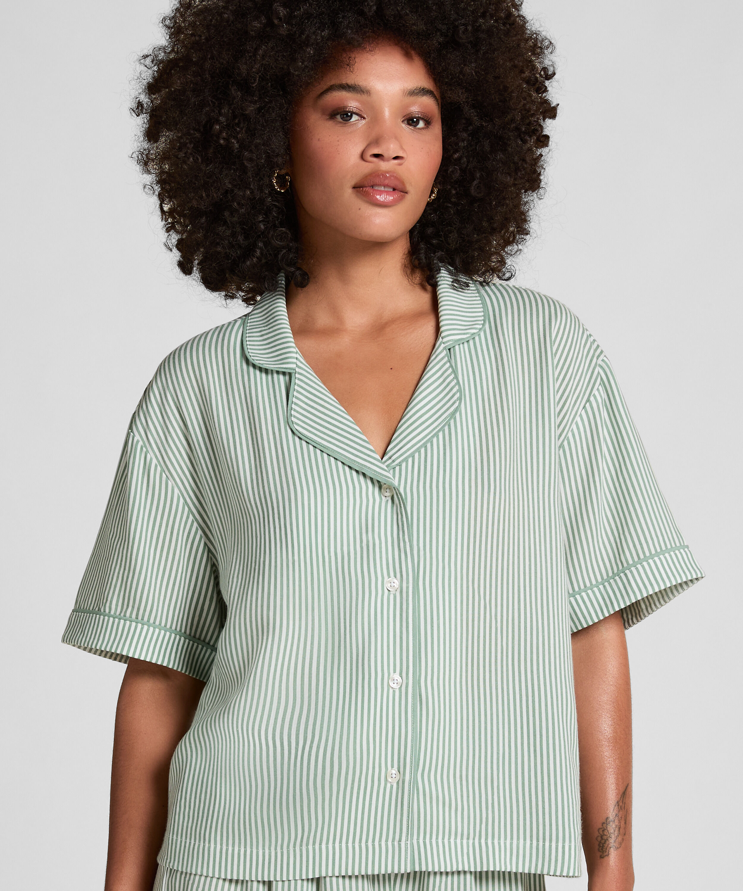 Vævet jakke med korte ærmer, Grøn Vævet jakke med korte ærmer, Grøn